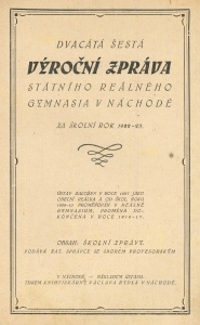 Dvacátá šestá výroční zpráva státního reálného gymnasia v Náchodě za školní rok 1922_23
