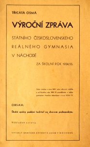 Třicátá osmá výroční zpráva státního reálného gymnasia v Náchodě za školní rok 1934_35